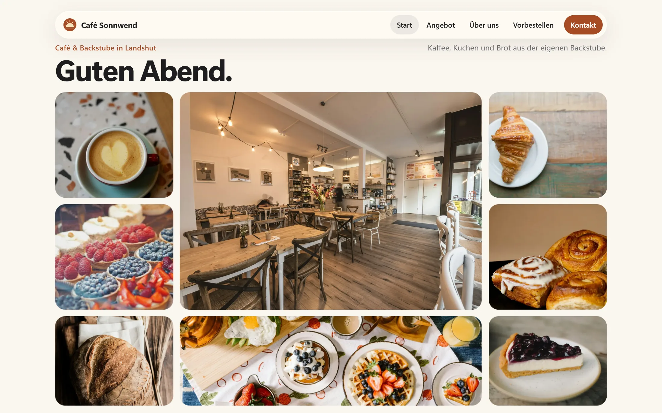 Beispielseite Café Sonnwend am Computer